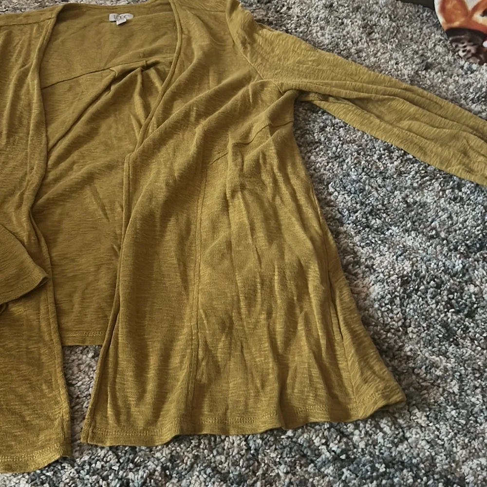 LOGO by Lori Goldstein Yellow Waterfall Cardigan - Picture 7 of 12
